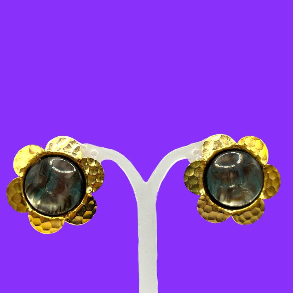 Two Tone Copper Daisies 70s Earrings!